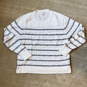 J. Crew Factory White and Navy Striped Beach Sweater